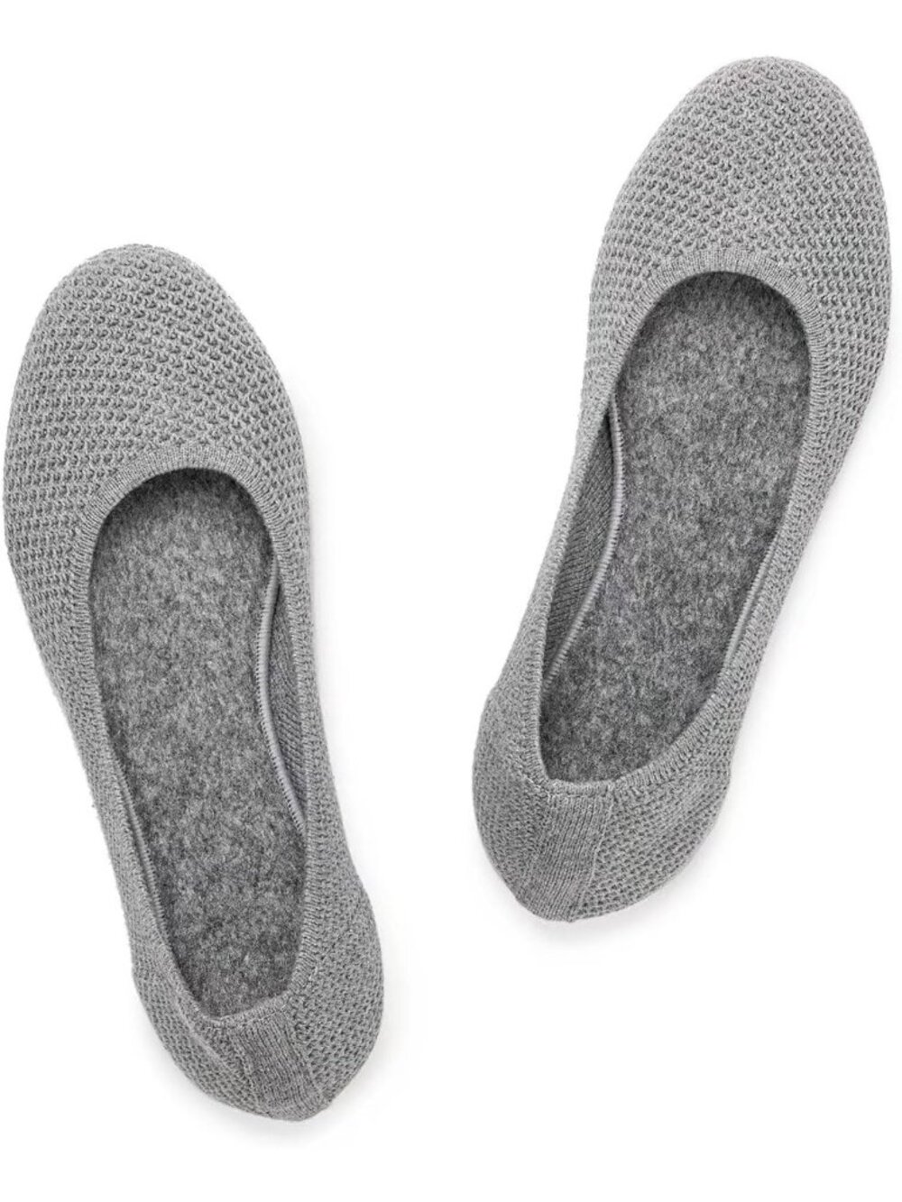 Women's Grey Ballet Flat Low Wedge Comfort Soft Round Toe Slip Shoes